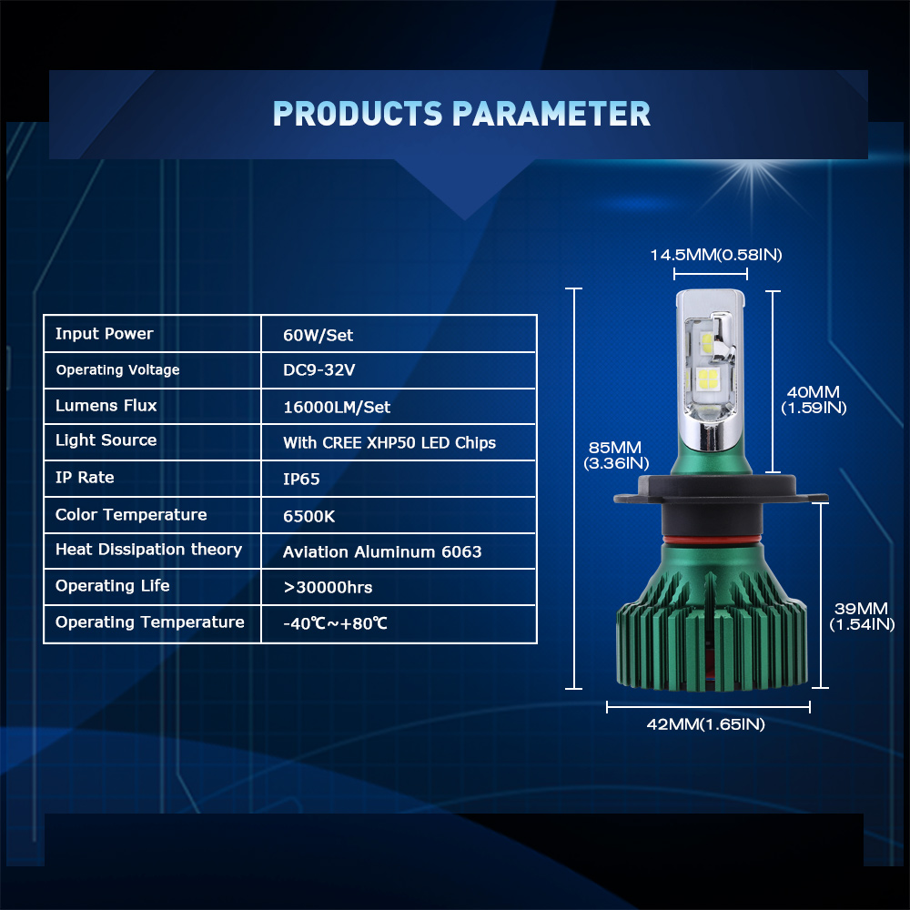 LED Φώτα Αυτοκινήτου NovSight H4 6500K 16000LM (2x8000) 60W (2x30W) CAN BUS